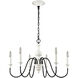 Val de Loire 6 Light 28 inch White Coral with Black Chandelier Ceiling Light