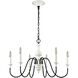 Val de Loire 6 Light 28 inch White with Black Chandelier Ceiling Light