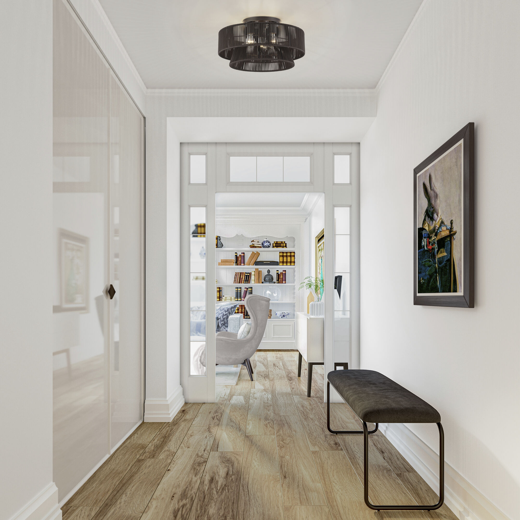 Florell 3 Light 18 inch English Bronze Semi Flush Mount Ceiling Light, Large