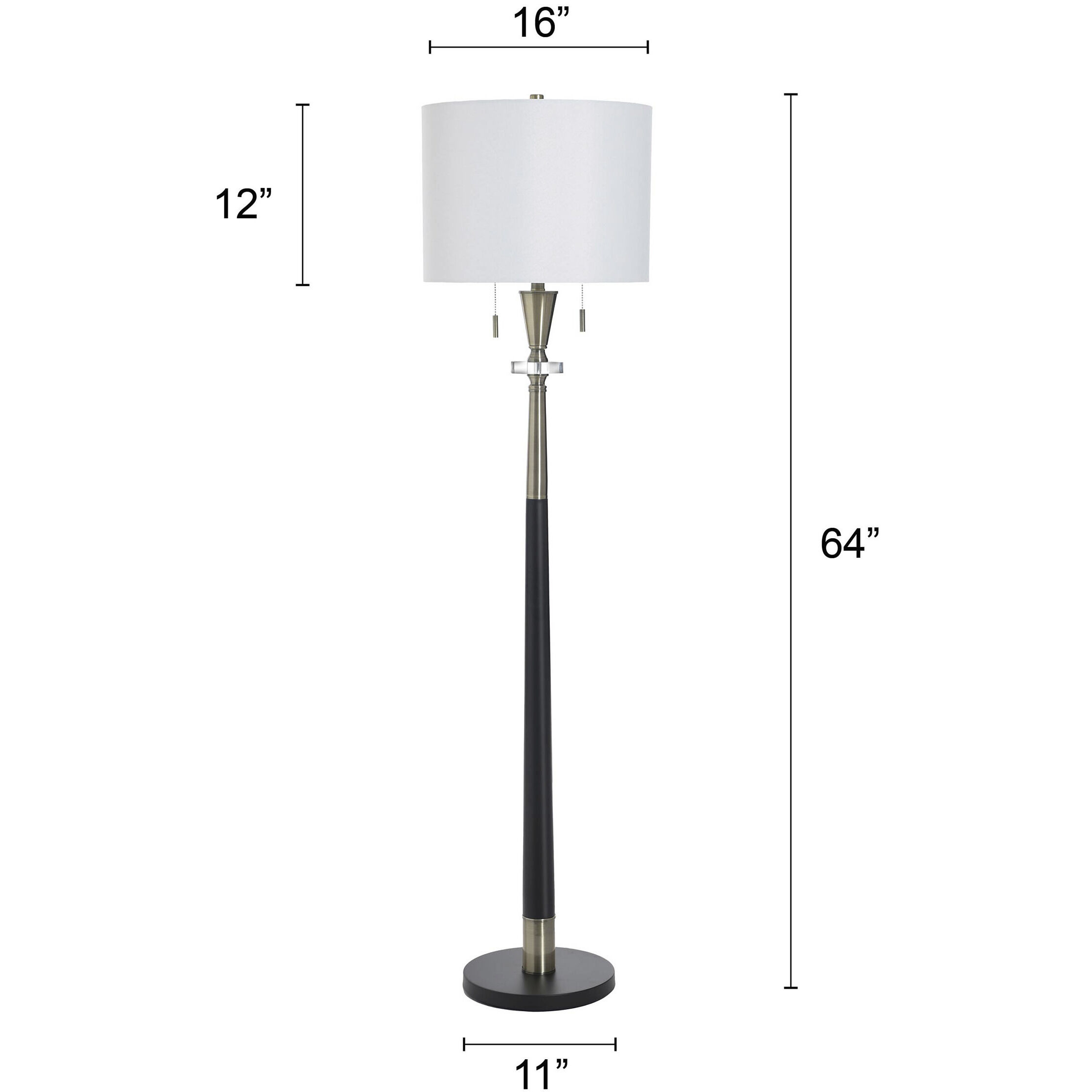 Langston 63.5 inch 60 watt Larson Gold and Black and White Floor Lamp Portable Light