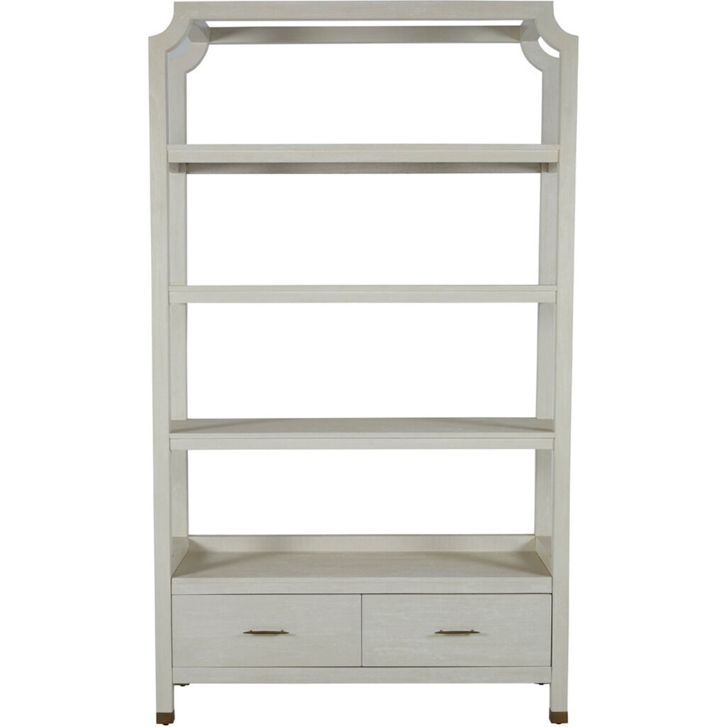 Crest Cerused White / Stained Brass Bookcase