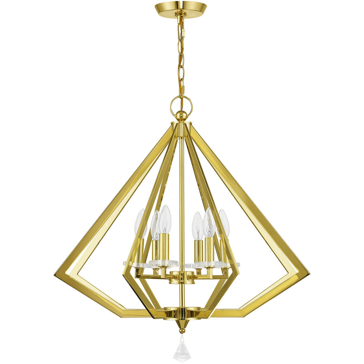 Diamond 6 Light 25 inch Polished Brass Chandelier Ceiling Light