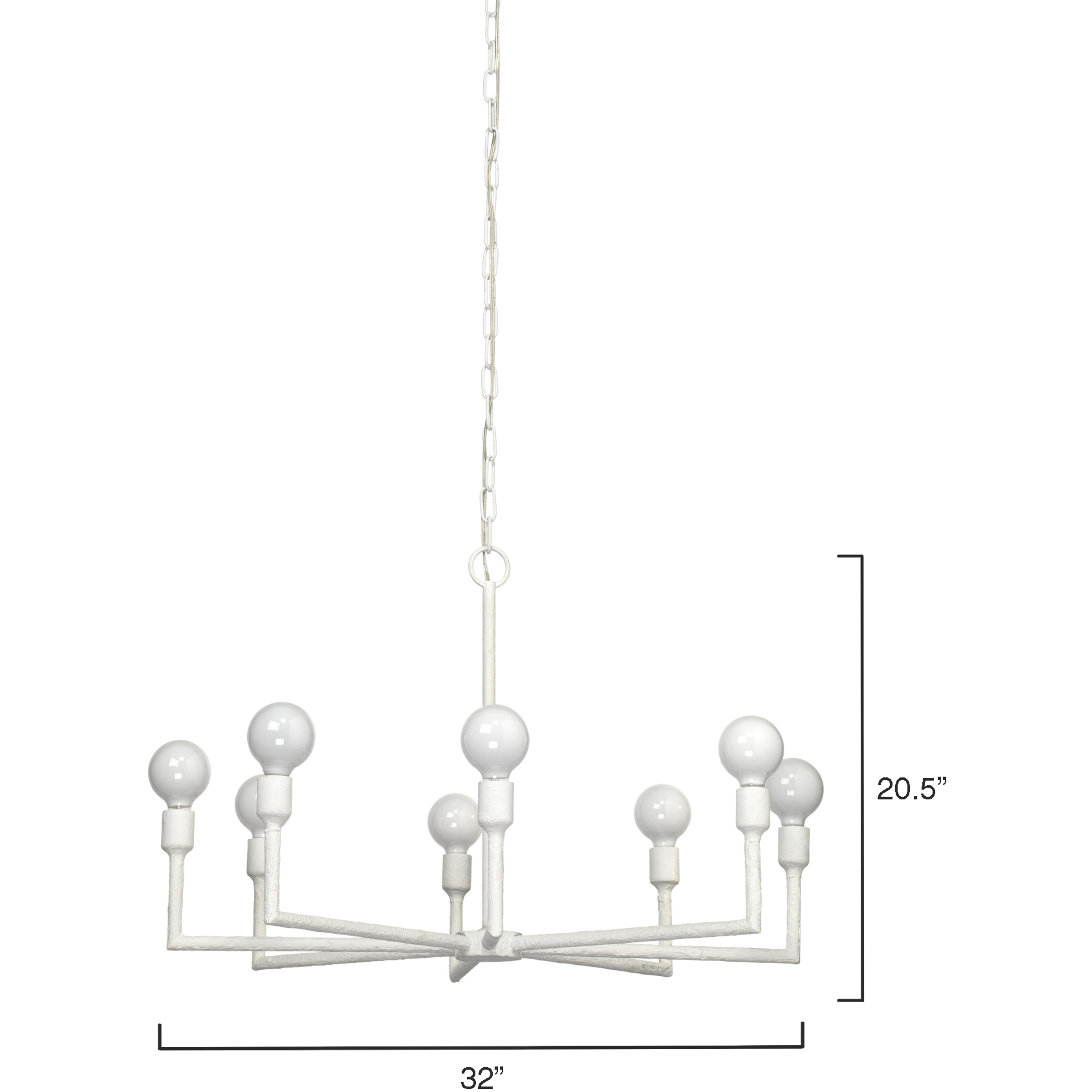 Park 8 Light 32 inch White Gesso Chandelier Ceiling Light