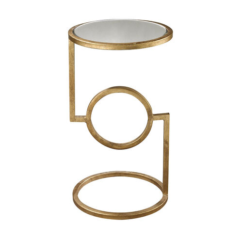 Greendale Dr 12 inch Antique Gold Leaf with Clear Accent Table, Mirrored Top