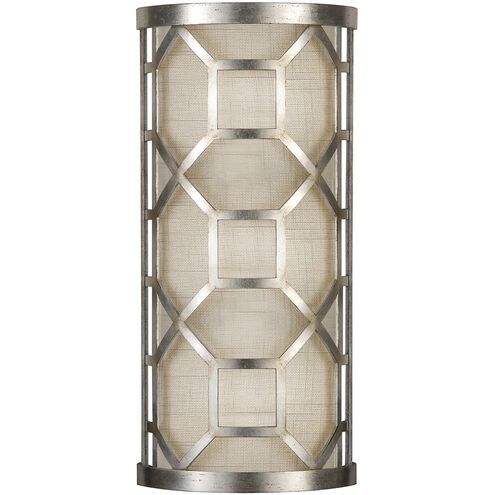Allegretto Sconce Wall Light in Silver, White Textured Linen