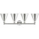 Ballston Cone 4 Light 35 inch Polished Nickel Bath Vanity Light Wall Light