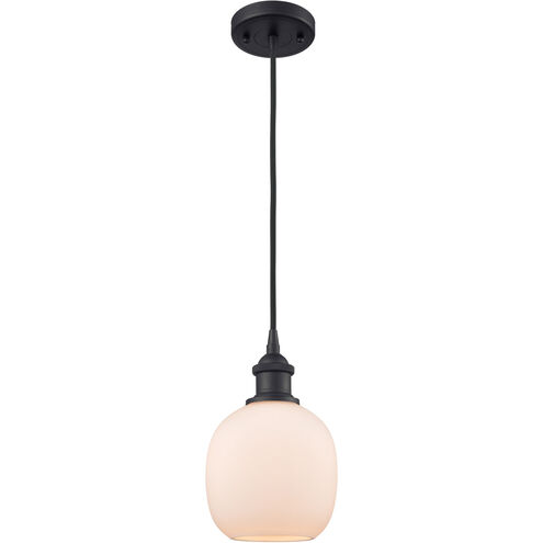 Ballston Belfast LED 6 inch Matte Black Mini Pendant Ceiling Light in Matte White Glass, Ballston