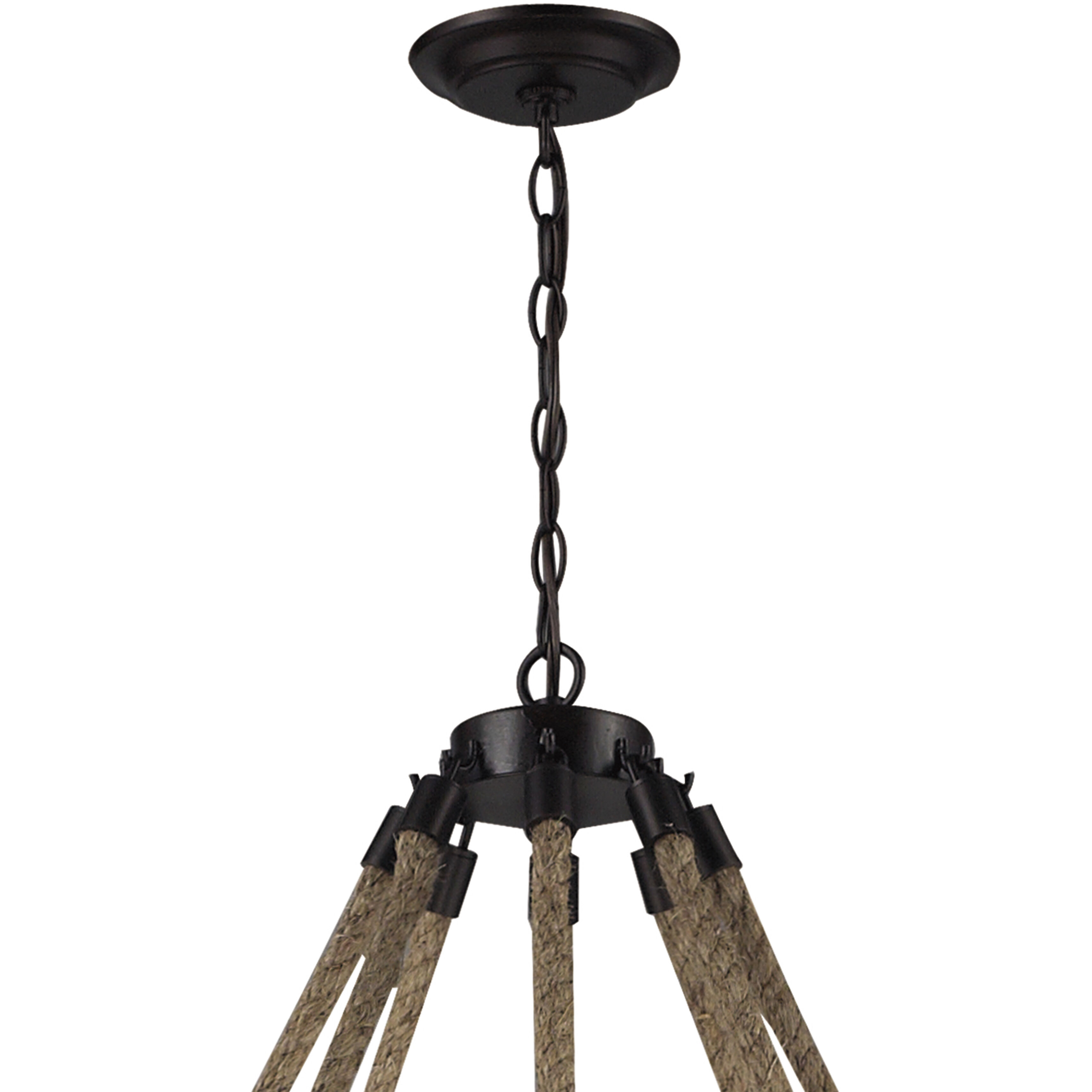 Natural Rope 8 Light 41 inch Aged Bronze with Natural Chandelier Ceiling Light