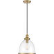 Vintage 1 Light 11 inch Natural Brass Pendant Ceiling Light