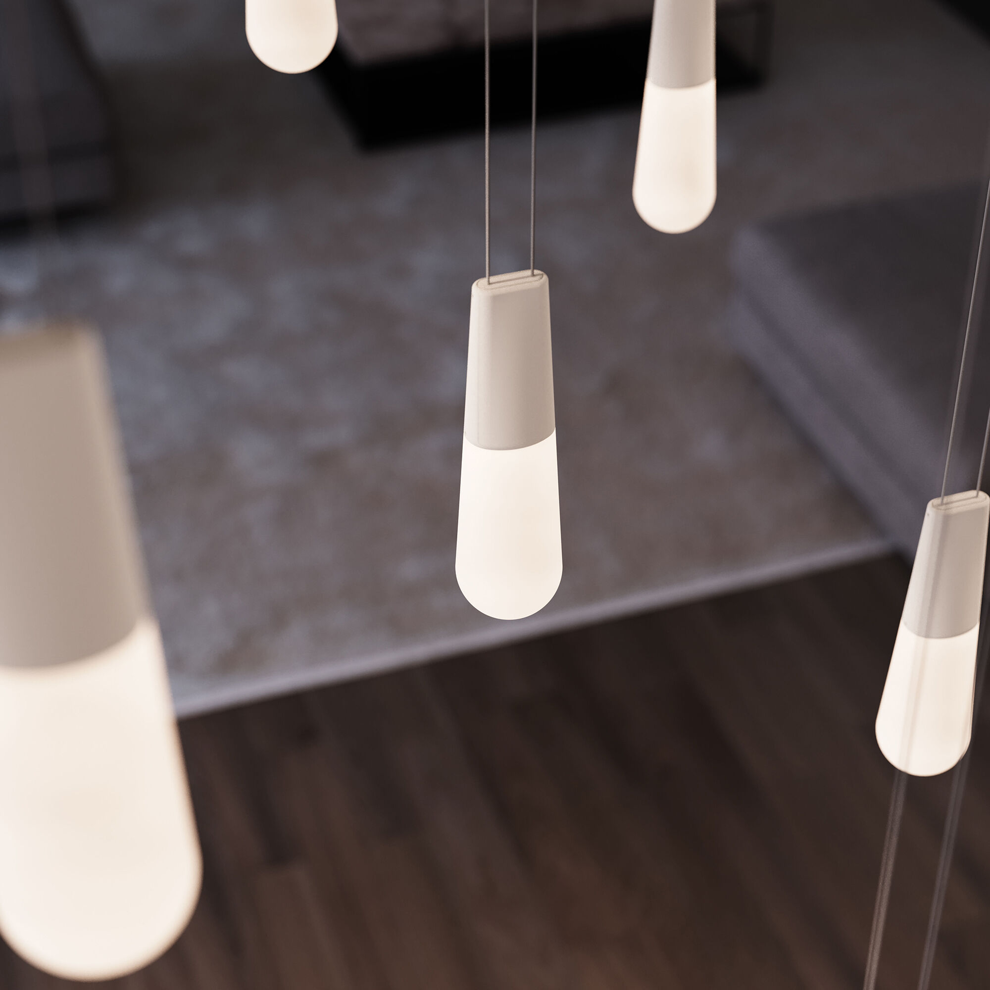 Suspenders LED 116.5 inch Satin White and Clear Chandelier Ceiling Light