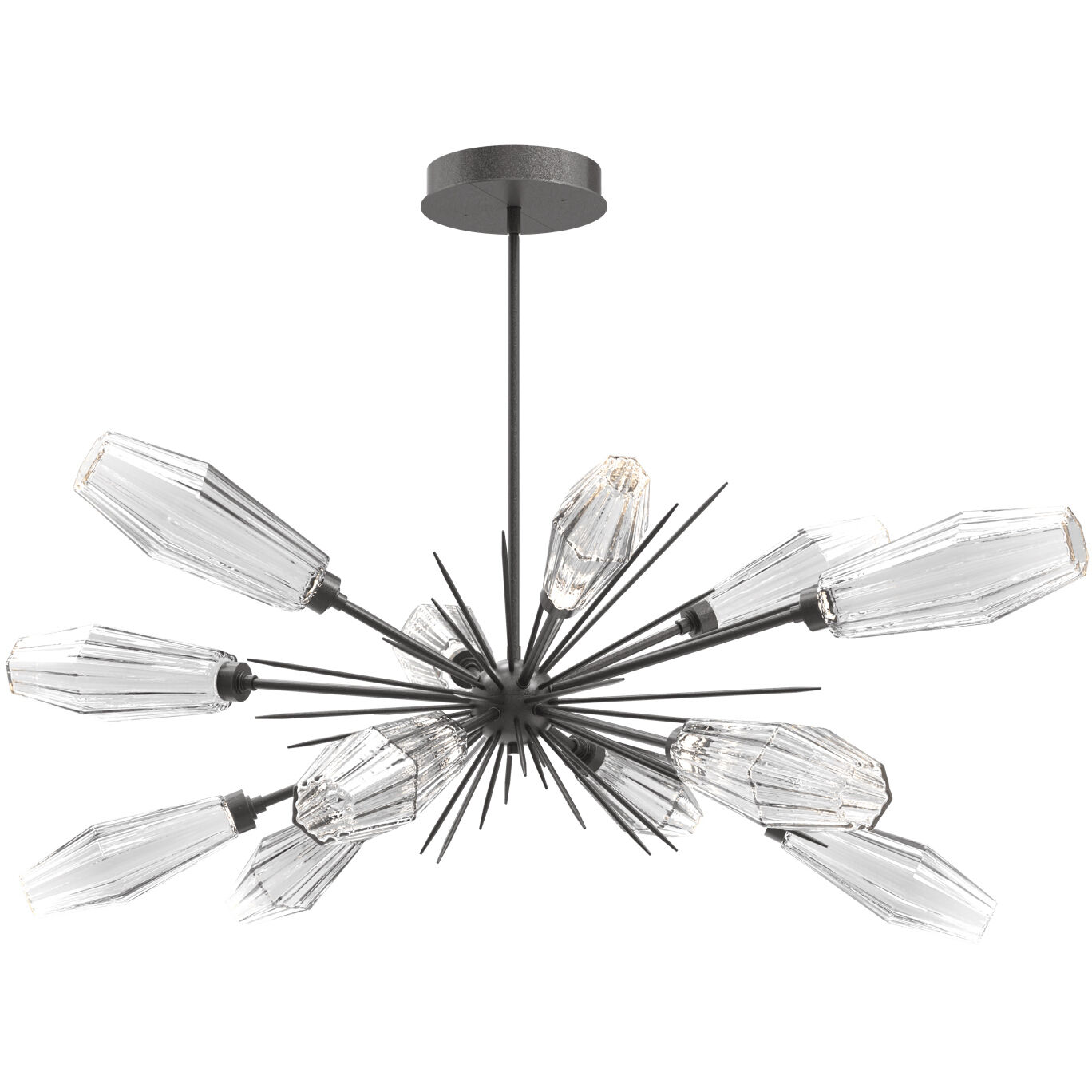 Aalto LED 53.3 inch Graphite Linear Pendant Ceiling Light in 3000K LED, Optic Rib Clear, Oval Starburst