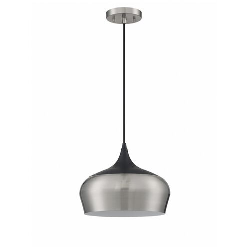 Orian 1 Light 12 inch Satin Nickel and Black Pendant Ceiling Light