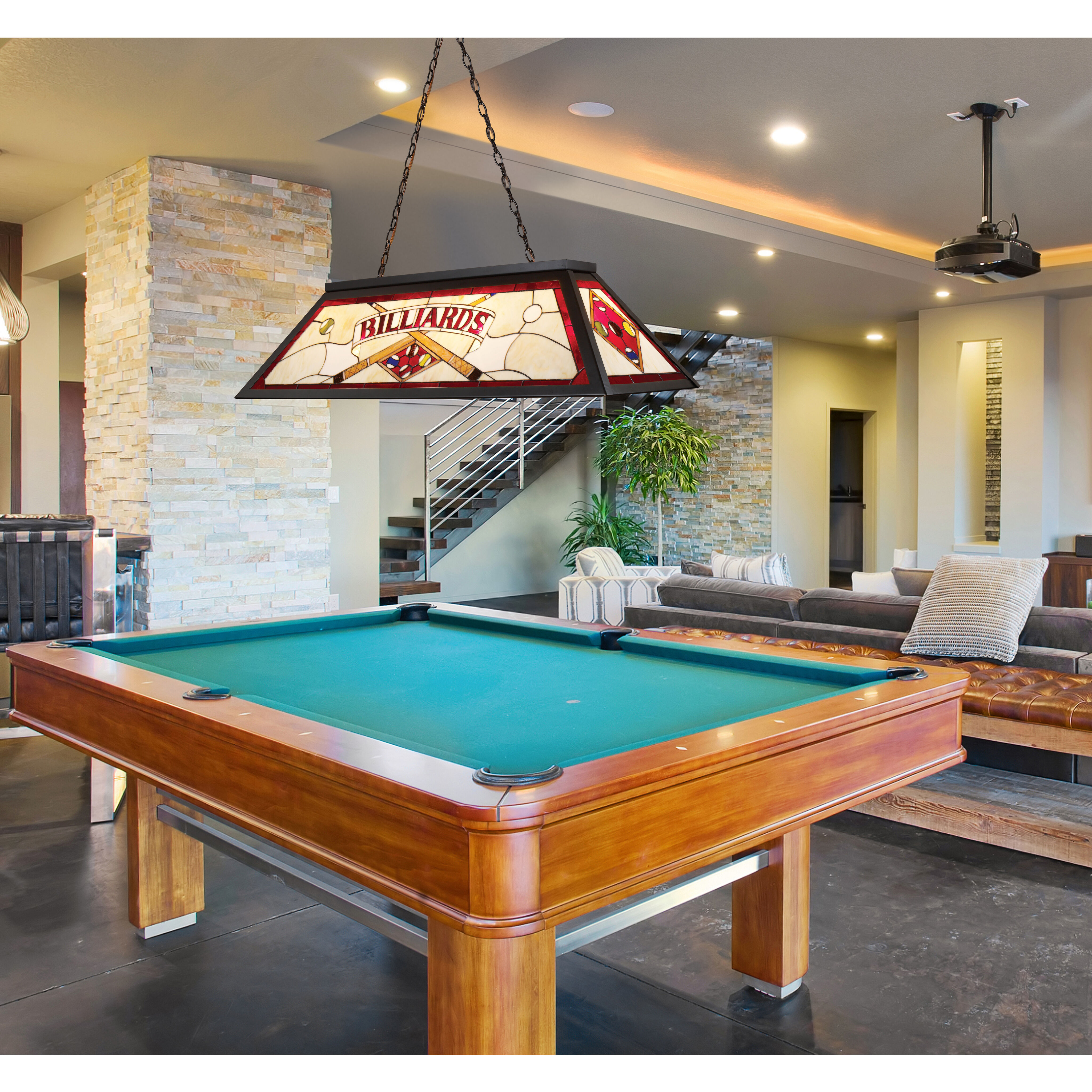 Tiffany Lighting 4 Light 44 inch Tiffany Bronze Linear Chandelier Ceiling Light