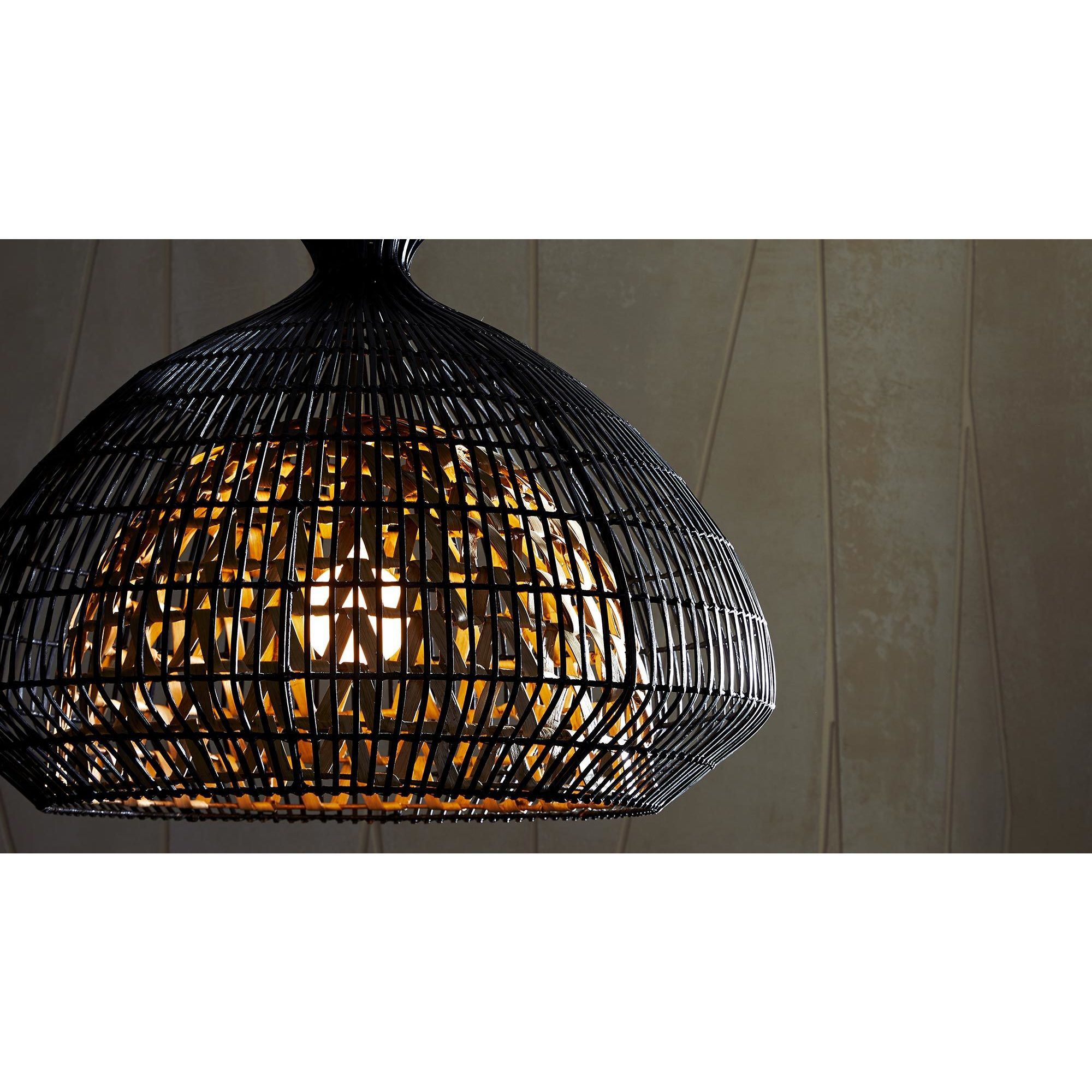 Rimini 1 Light 38 inch Black and Natural Pendant Ceiling Light
