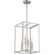 Traditional 4 Light 12 inch Brushed Nickel Pendant Ceiling Light