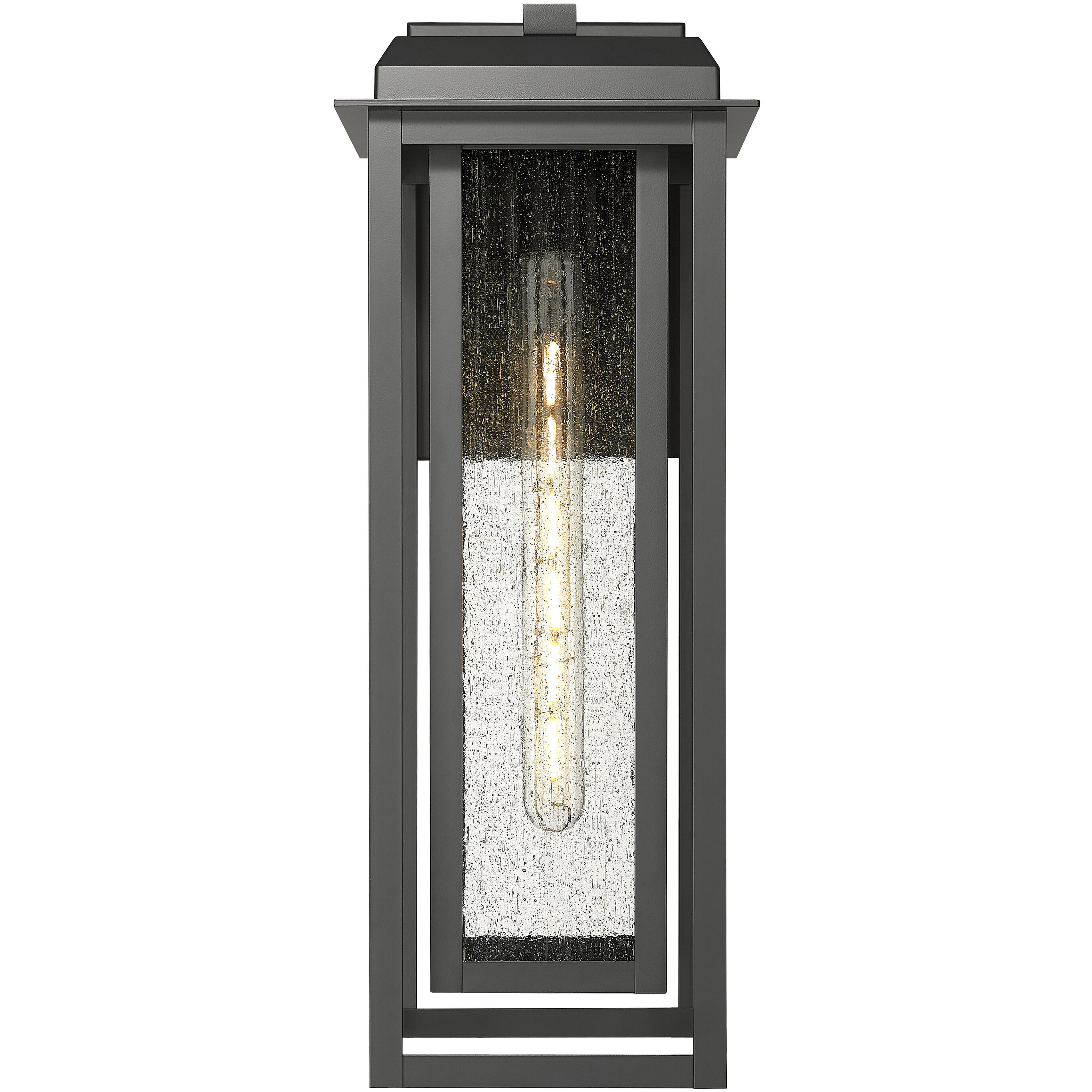 Mansfield 1 Light 20 inch Matte Black Outdoor Sconce in Seedy Glass
