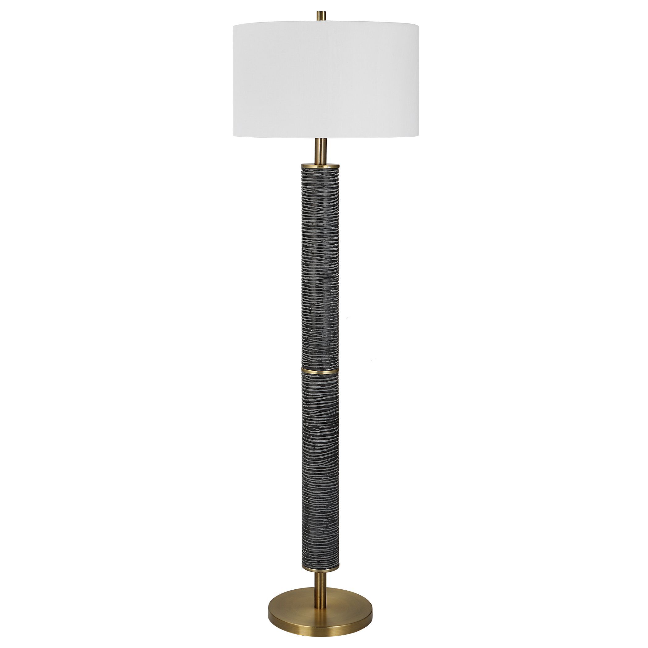 Summit 62.75 inch 150 watt Gray/Black with Solid Iron and Antique Brass Floor Lamp Portable Light