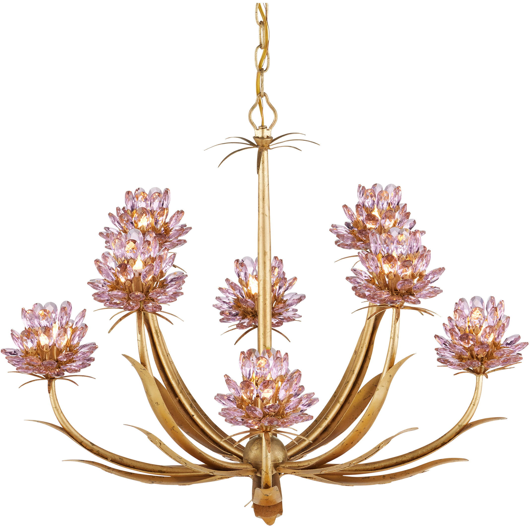 Marilee 8 Light 29.5 inch Pink/Dutch Gold Leaf Chandelier Ceiling Light, Medium