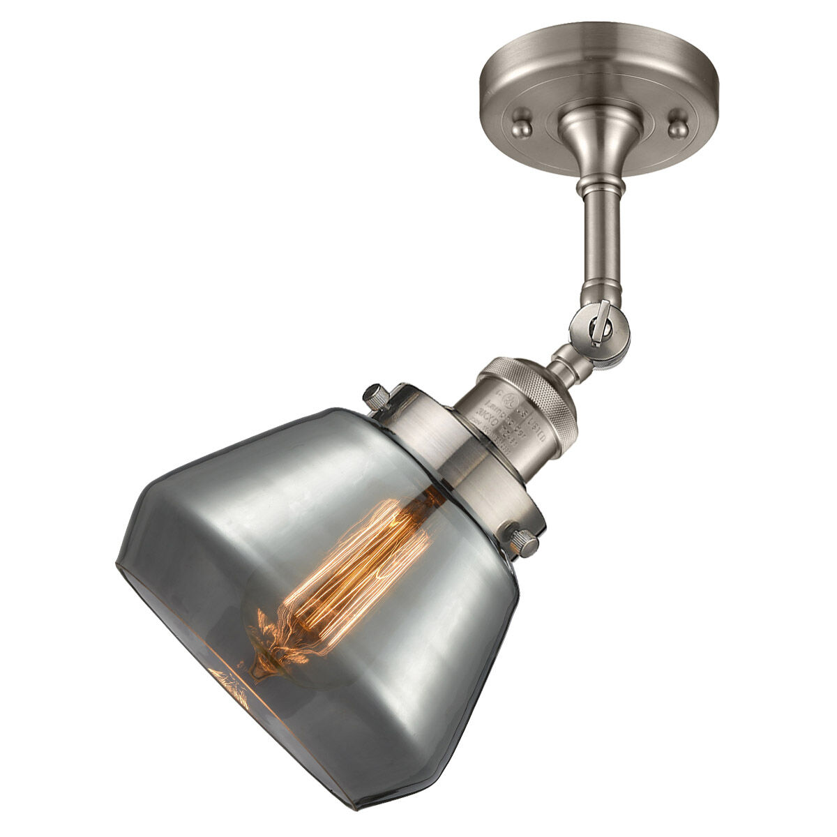 Franklin Restoration Fulton 1 Light 7 inch Brushed Satin Nickel Semi-Flush Mount Ceiling Light in Plated Smoke Glass, Franklin Restoration