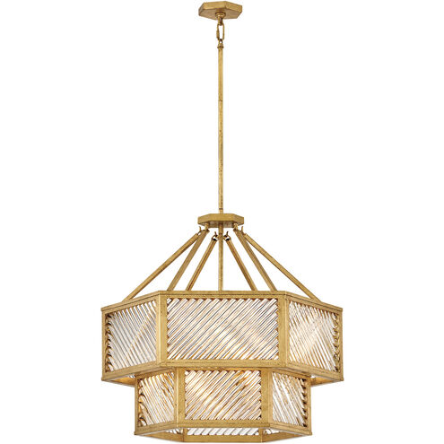Lisa McDennon Sura 5 Light 26 inch Distressed Brass Chandelier Ceiling Light, Multi Tier