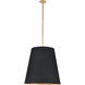 Calor 3 Light 24.88 inch Black Linen with Gold Parchment and Vintage Brass Pendant Ceiling Light