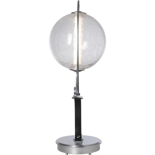 Pression 24.5 inch 4.30 watt Sterling Table Lamp Portable Light in Leather Black, Crackle