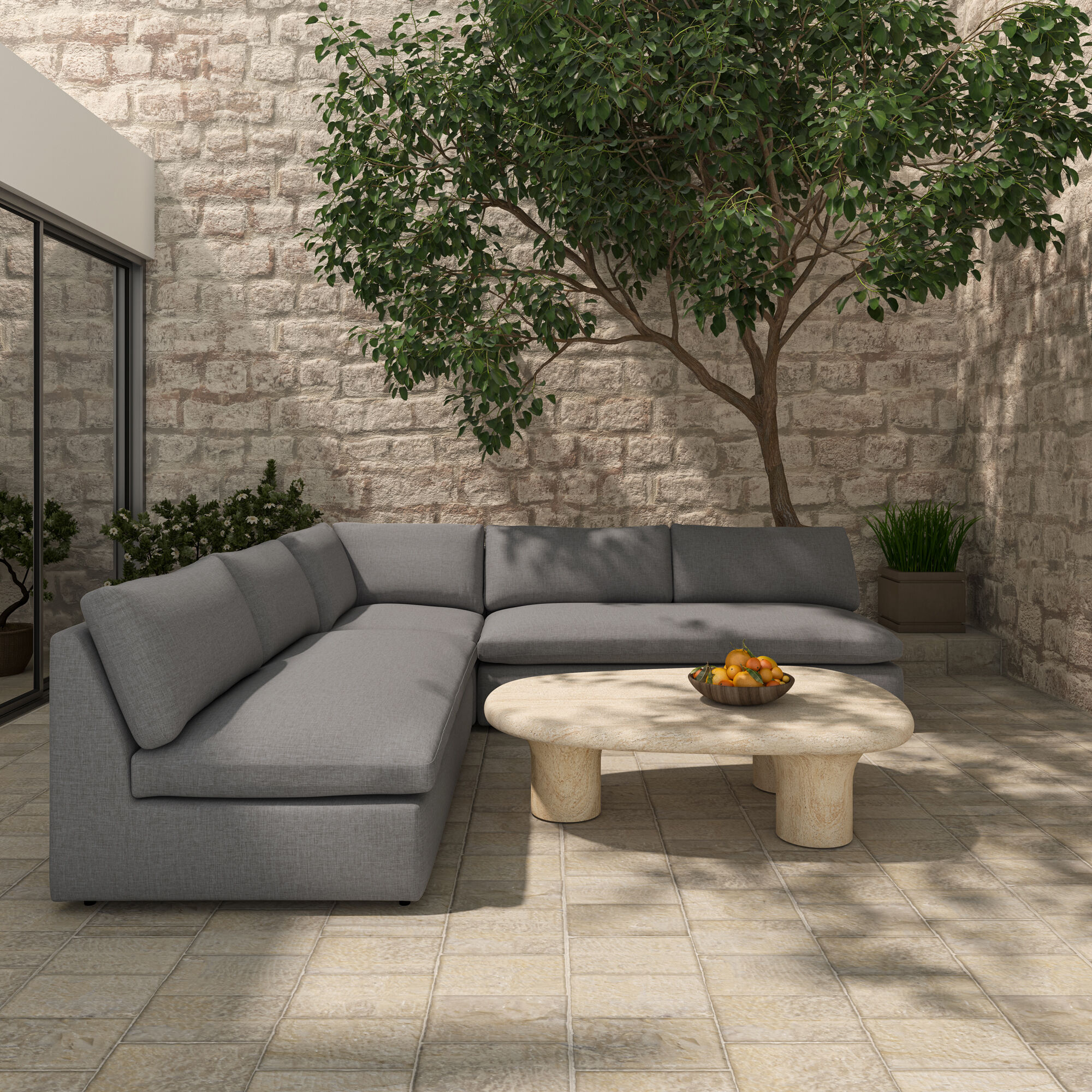 Miles Grey Outdoor Modular in Light Grey, 3 Piece
