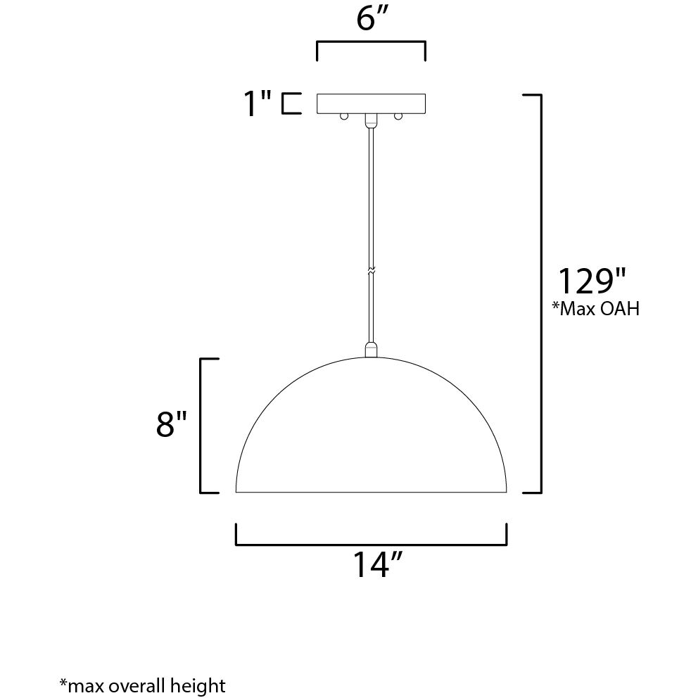 Hemisphere LED 14 inch Gloss White and Aluminum Single Pendant Ceiling Light