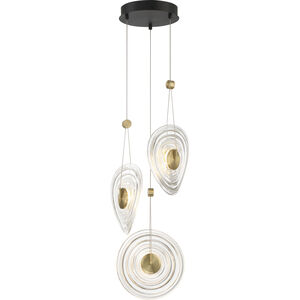 Topknot LED 13.75 inch Coal And Brushed Gold Pendant Ceiling Light