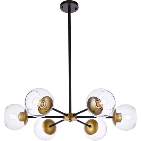 Briggs 6 Light 30 inch Black and Brass Pendant Ceiling Light