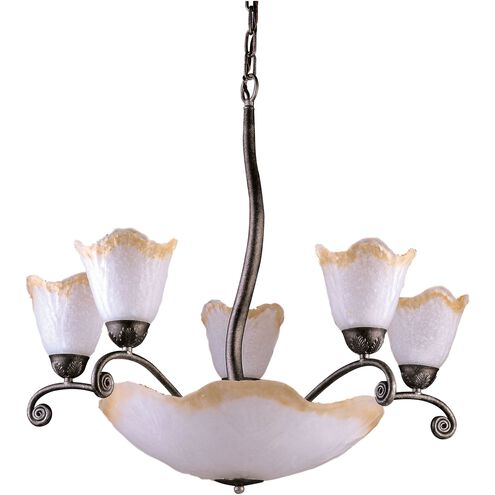 Dusk 5 Light Blackened Bronze with White Chandelier Ceiling Light