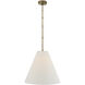 Thomas O'Brien Goodman 1 Light 18 inch Hand-Rubbed Antique Brass Hanging Shade Ceiling Light in Linen, Medium