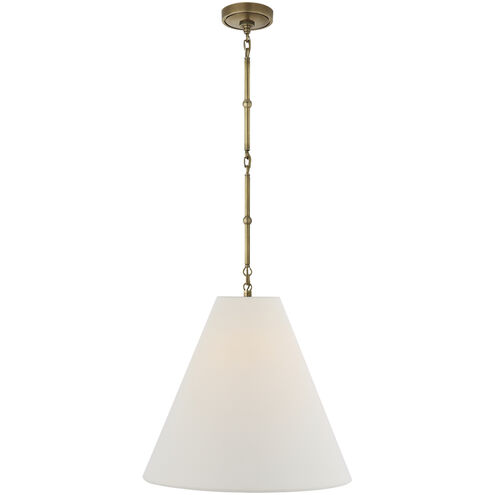 Thomas O'Brien Goodman 1 Light 18 inch Hand-Rubbed Antique Brass Hanging Shade Ceiling Light in Linen, Medium