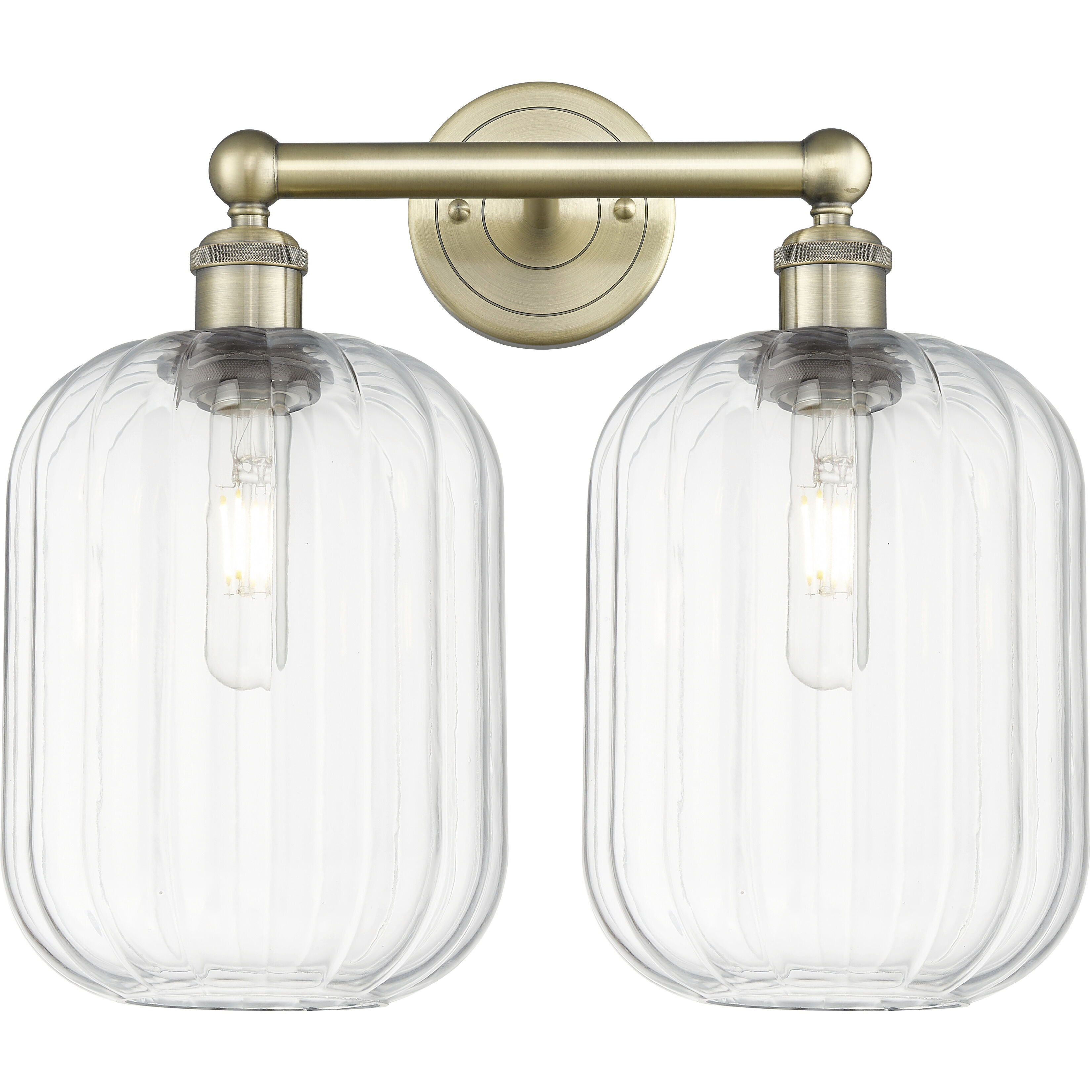 Edison Preston 2 Light 15.75 inch Antique Brass Bath Vanity Light Wall Light in Clear