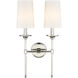 Emily 2 Light 13.75 inch Polished Nickel Wall Sconce Wall Light
