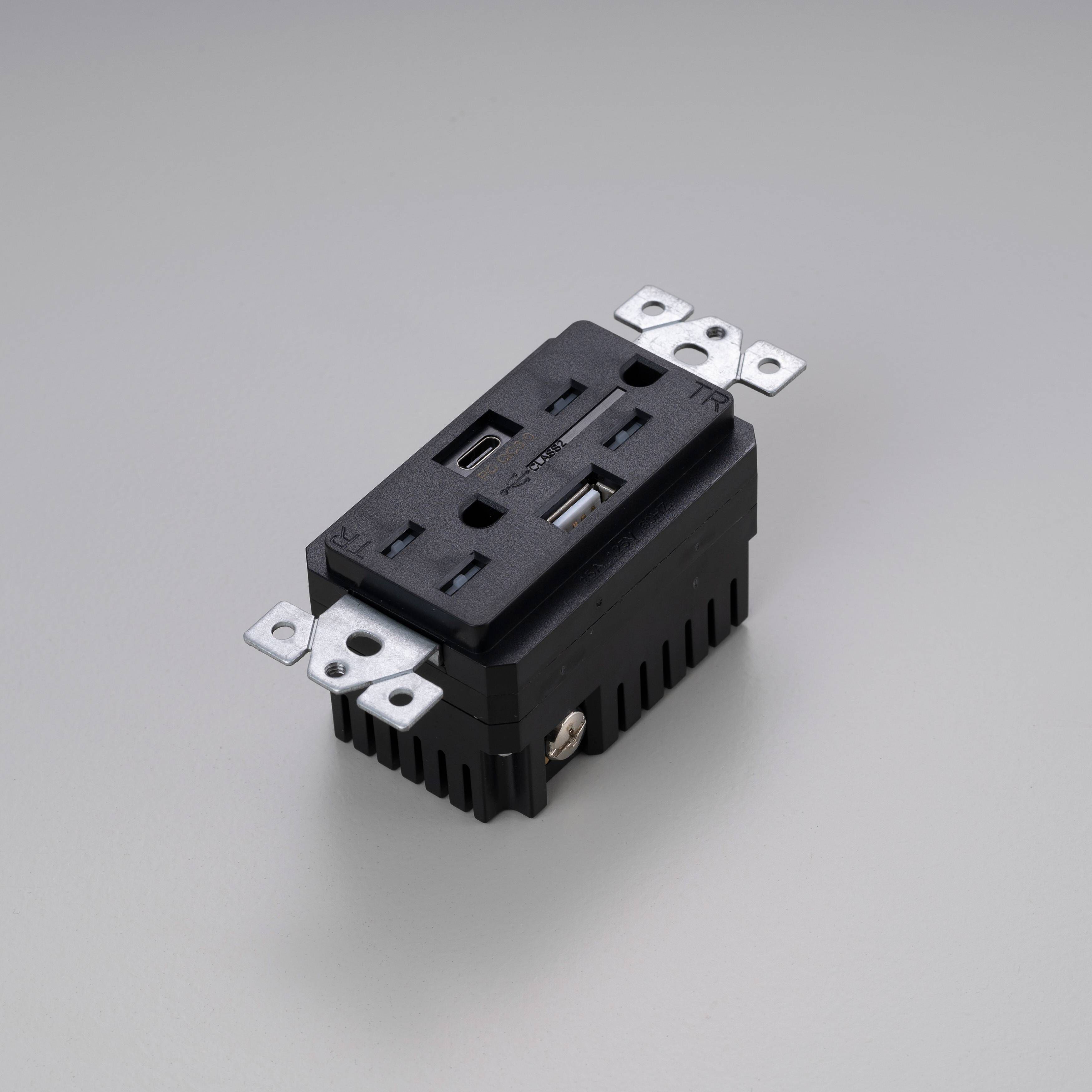 Outlet 125 Black Module, Duplex & 2 USB-A + C