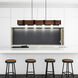 Pago LED 59 inch Black and Wood Drum Shade Island Light Ceiling Light