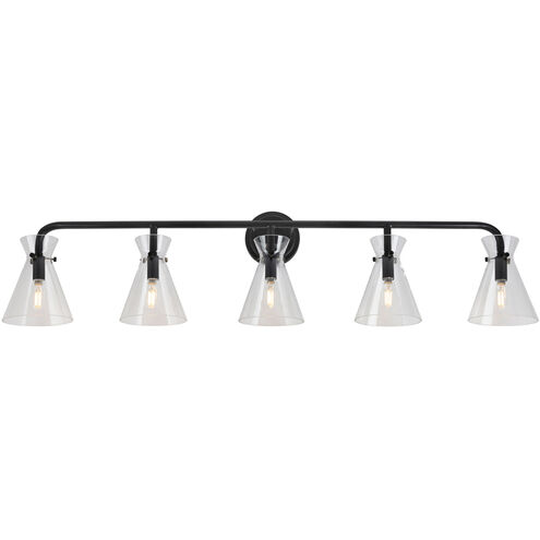 Beaker 5 Light 46 inch Black Vanity Light Wall Light