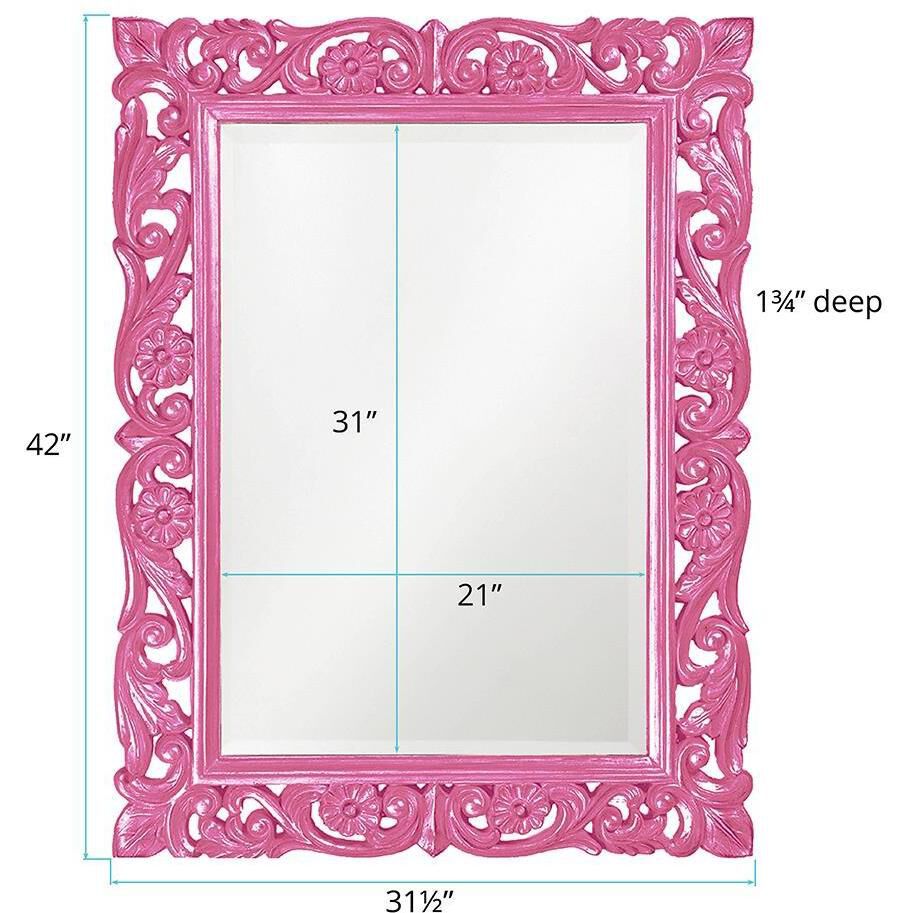 Chateau 42 X 31 inch Glossy Hot Pink Wall Mirror