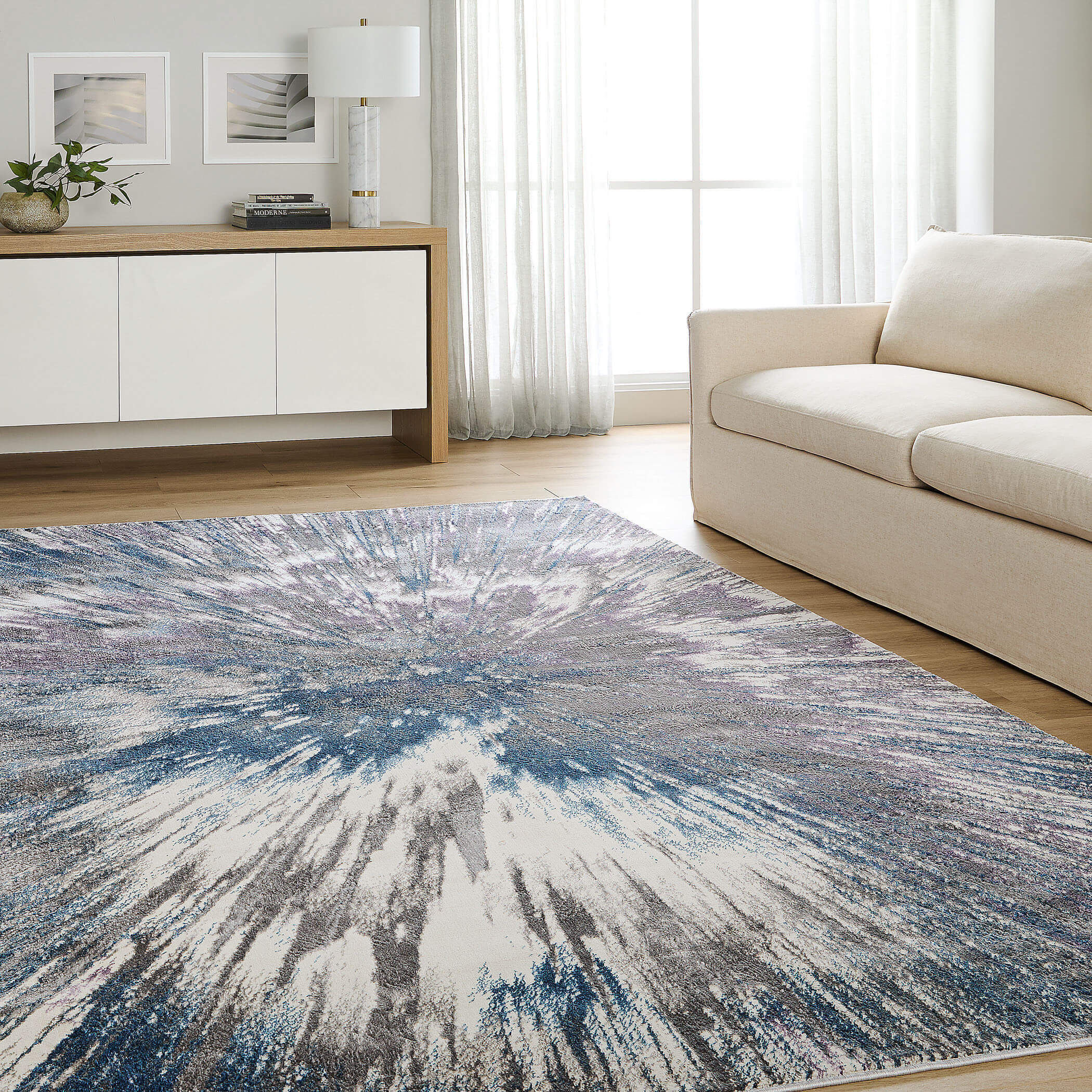 Darica 90 X 63 inch Blue Rug in 5 x 7