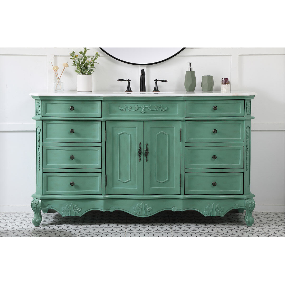 Danville 60 X 21 X 36 inch Vintage Mint Vanity Sink Set