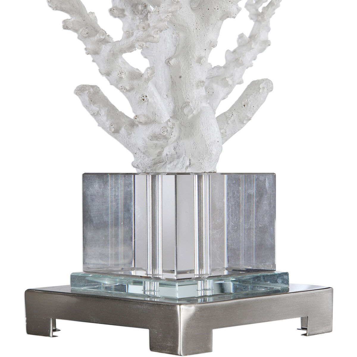 Corallo 29 inch 150 watt White Coral and Polished Nickel with Crystal Table Lamp Portable Light