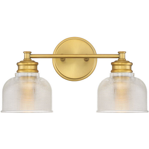Transitional 2 Light 16 inch Natural Brass Bathroom Vanity Light Wall Light