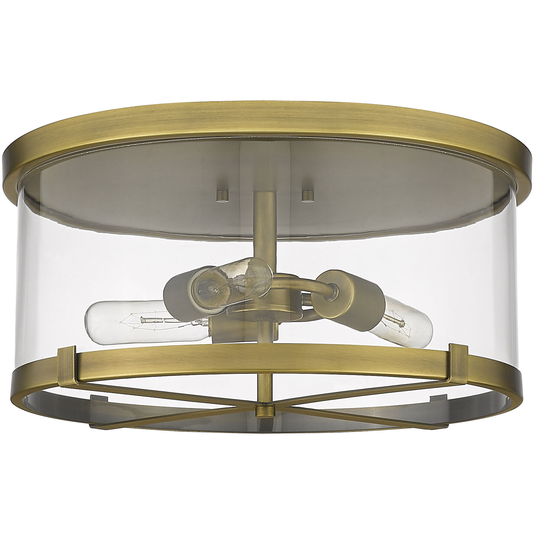 Callista 3 Light 16.5 inch Rubbed Brass Flush Mount Ceiling Light