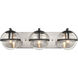 Davenay 3 Light 23 inch Satin Nickel with Matte Black Vanity Light Wall Light