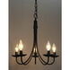 Wrought Iron 5 Light 17 inch Black Candle Chandelier Ceiling Light