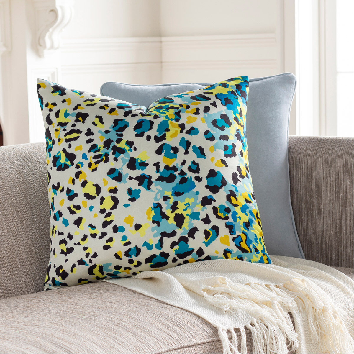 Chloe 18 X 18 inch Cream/Aqua/Bright Yellow/Saffron/Teal/Bright Blue Pillow Kit, Square