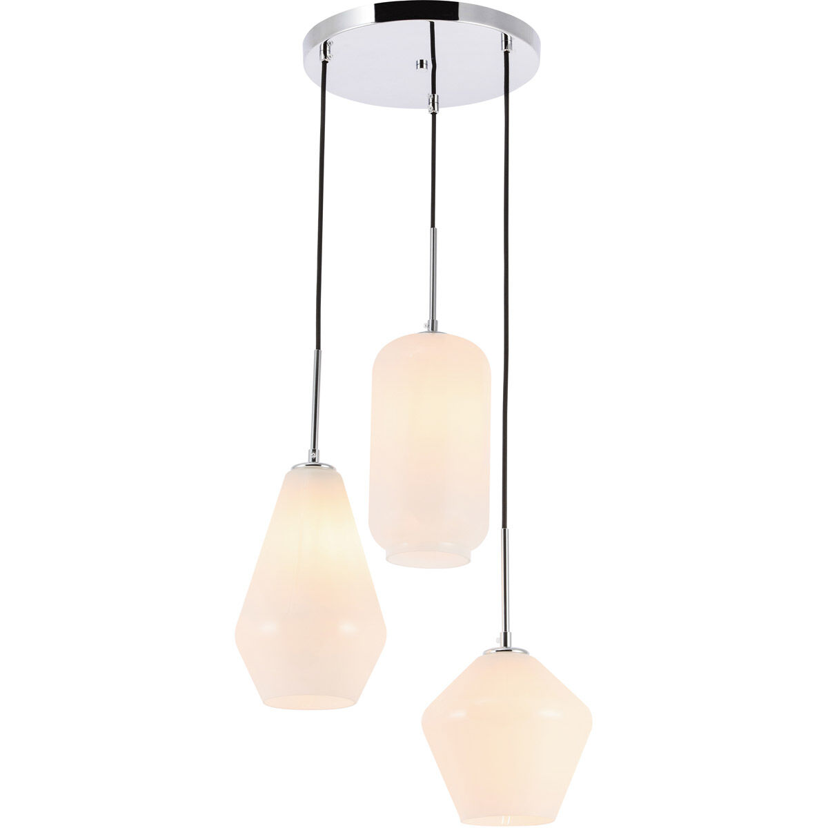 Gene 3 Light 17 inch Chrome Pendant Ceiling Light
