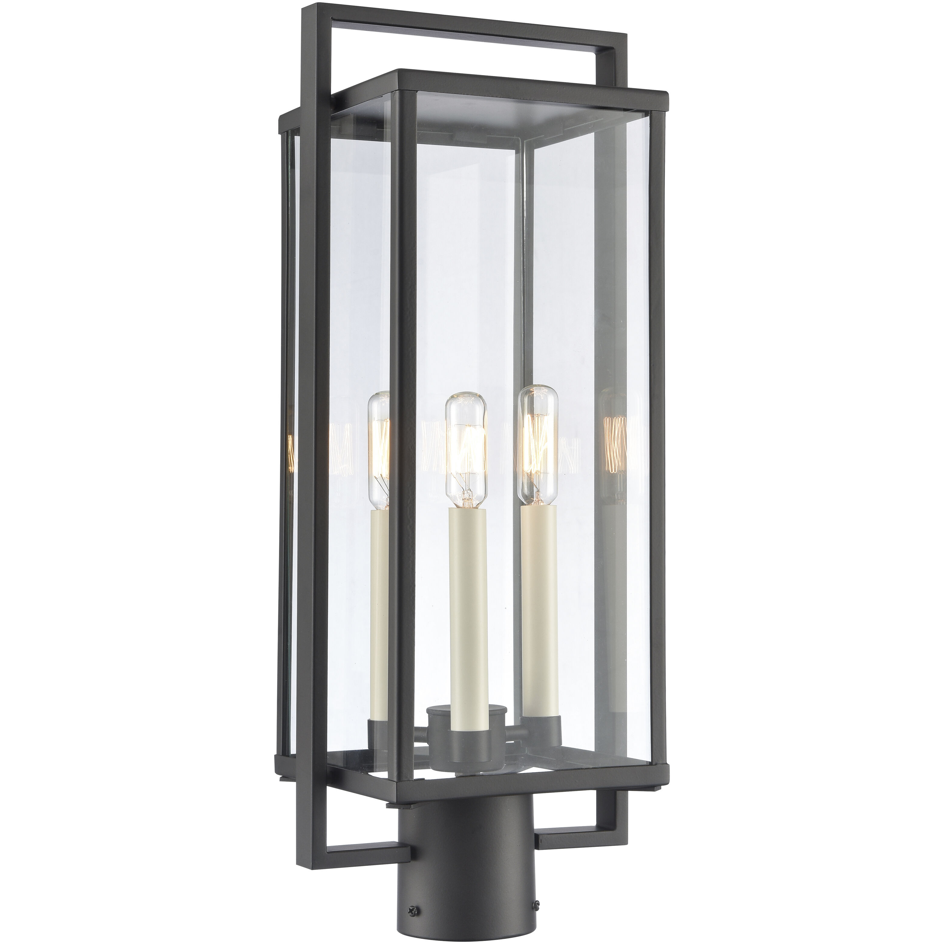 Gladwyn 3 Light 21.5 inch Matte Black with Off White Outdoor Post Light