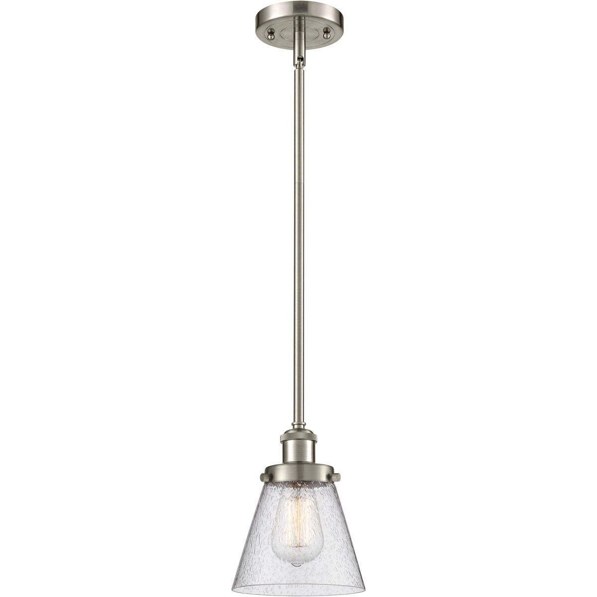 Ballston Small Cone 1 Light 6 inch Brushed Satin Nickel Pendant Ceiling Light in Seedy Glass, Ballston